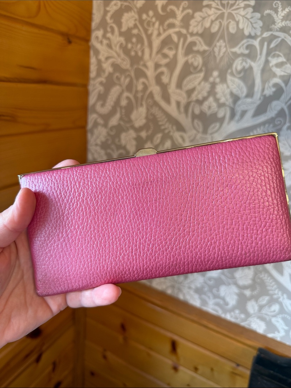 Lodis Pink Pebble Grain Leather Kisslock Wallet